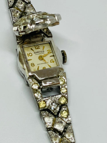 Rhinestone Silver Watch Devil's Details